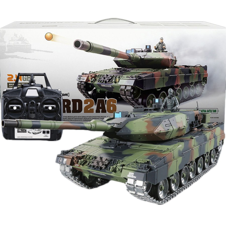 Rc Engine & Model Engine DIY | 1/16 Rc Tank German Leopard 2A6 Main Battle Tank 2.4G Remote Control Model Military Tank With Sound Smoke Shooting Effect