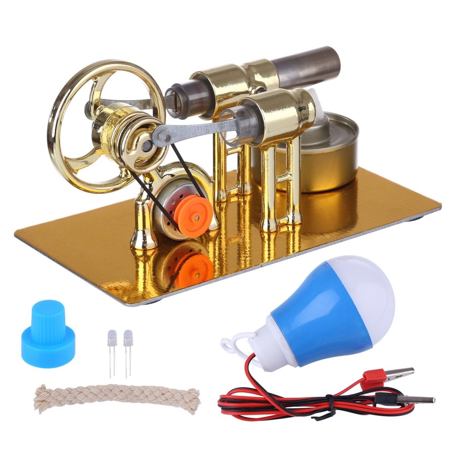 Stem Model Engine DIY | Mini Stirling Engine Diy Model With Electricity Generator Bulb Physical Educational Toy Gift