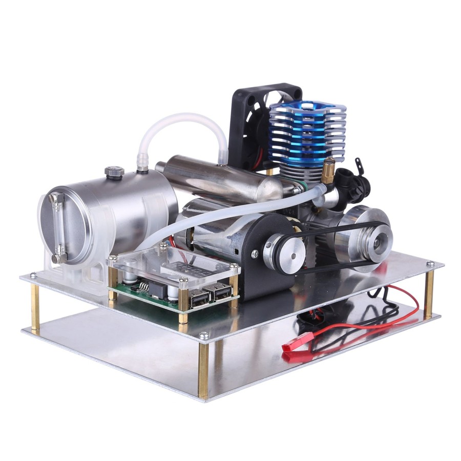 Stem Model enginediy | Vx 18 Single Cylinder 2 Stroke Air-Cooled Methanol Engine Generator Set 12V - One Key Electric Start