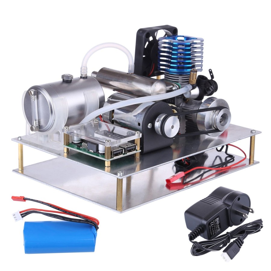 Stem Model enginediy | Vx 18 Single Cylinder 2 Stroke Air-Cooled Methanol Engine Generator Set 12V - One Key Electric Start