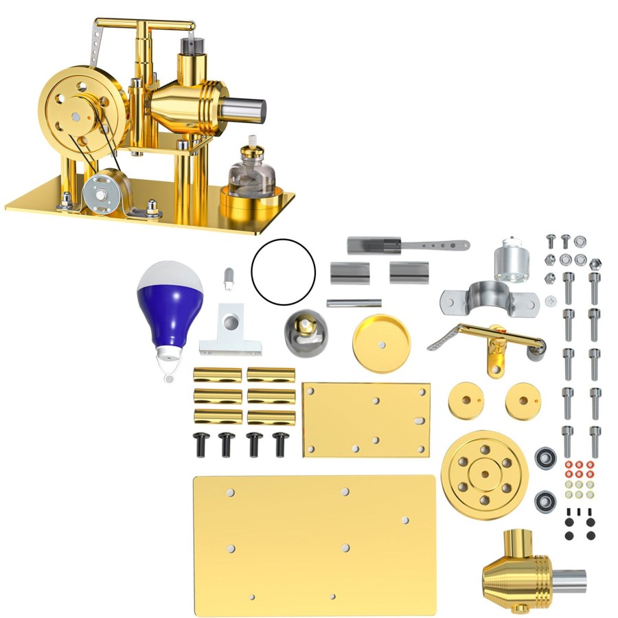 Model Engine enginediy Hot Air Stirling Engine | Enjomor Diy Stirling Engine Model Kit - Metal Balance Hot Air Stirling Engine Model Educational Toy