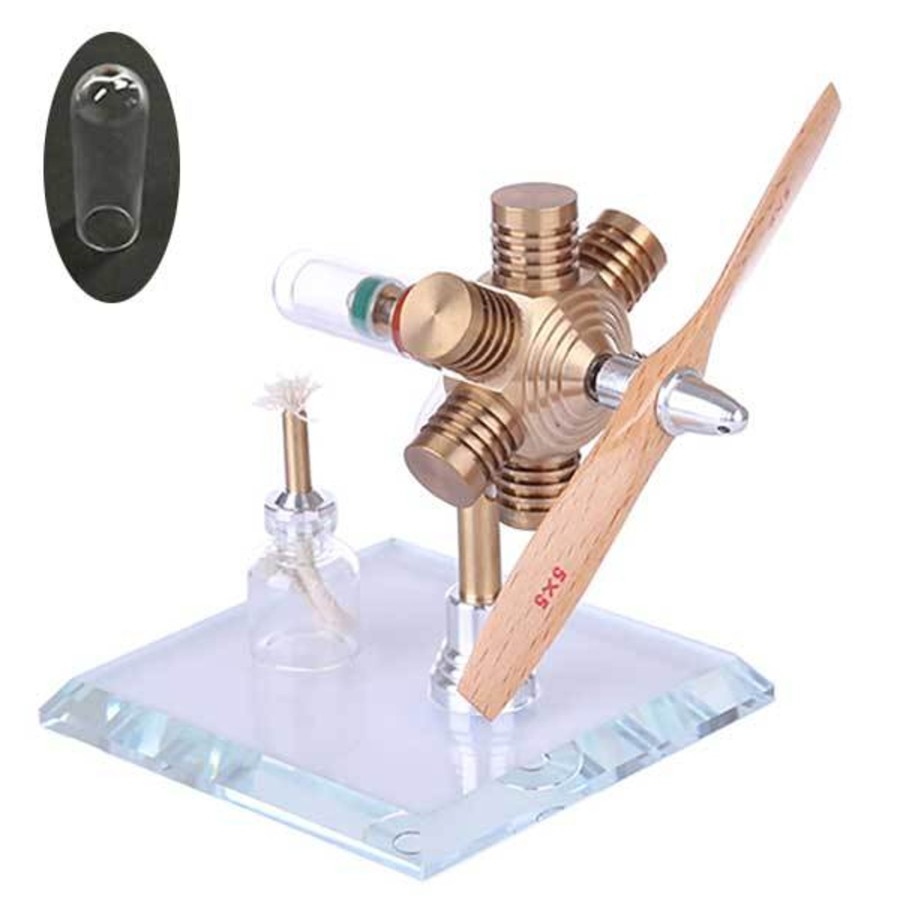 Diy Engine Engine DIY | Stirling Engine Kit Hexagonal Shape Free Piston Stirling Engine With Propeller - Enginediy