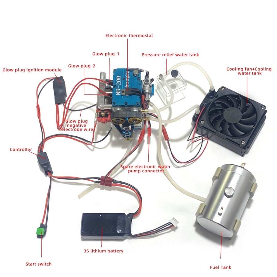 Accessories enginediy | Start Ignition And Water Cooling Kit For Nr200 Gasoline Engine