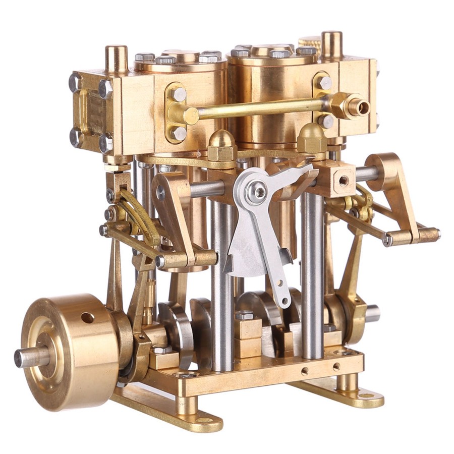 Model Engine enginediy | 2 Cylinder Marine Steam Engine Reciprocating All Copper Steam Engine Gift Collection