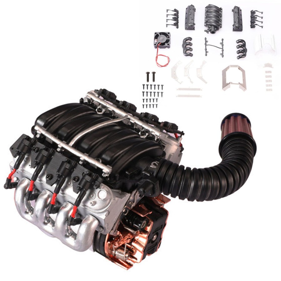 Stem Model Engine DIY | V8 Engine Model Kit - Build Your Own V8 Engine Cooling Fan - V8 Engine Hood Fan Radiator For Traxxas Trx4