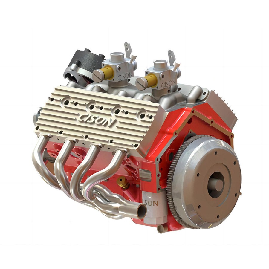 Diy Engine enginediy | Cison Small-Block 44Cc 1/6 Scale Water-Cooled Flathead 4-Stroke V8 Gasoline Engine Internal Combustion Model Kit That Works