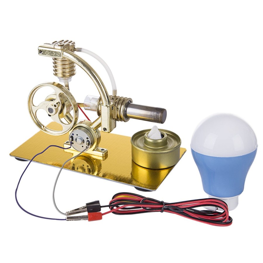 Stem Model enginediy | Stirling Engine L-Shape Single Cylinder Stirling Engine Generator Model With Big Bulb