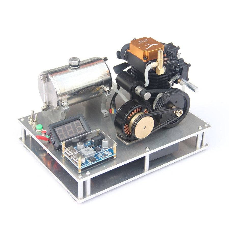 Stem Model Engine DIY | Toyan Single Cylinder 4-Stroke Assembled Methanol Engine Generator Model With Voltage Digital Display And 12V / 5V Dual Usb Voltage Stabilizer