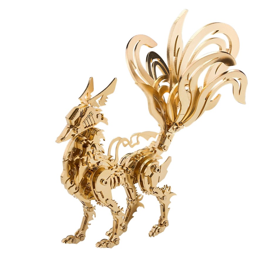 Diy Engine Engine DIY | 200Pcs+ Diy Assembly Toy Oriental Mythological Creatures Golden Nine-Tailed Fox