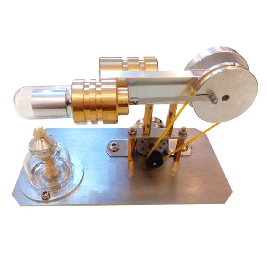 Diy Engine Engine DIY | Stirling Engine Kit Single Cylinder Engine Motor Model With Stainless Steel Base - Enginediy