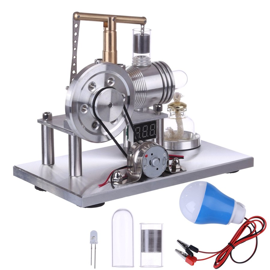 Model Engine enginediy Hot Air Stirling Engine | Enjomor Balance Type Hot Air Stirling Engine Generator Model With Voltage Digital Display Meter And Led Bulb - Stem Toy