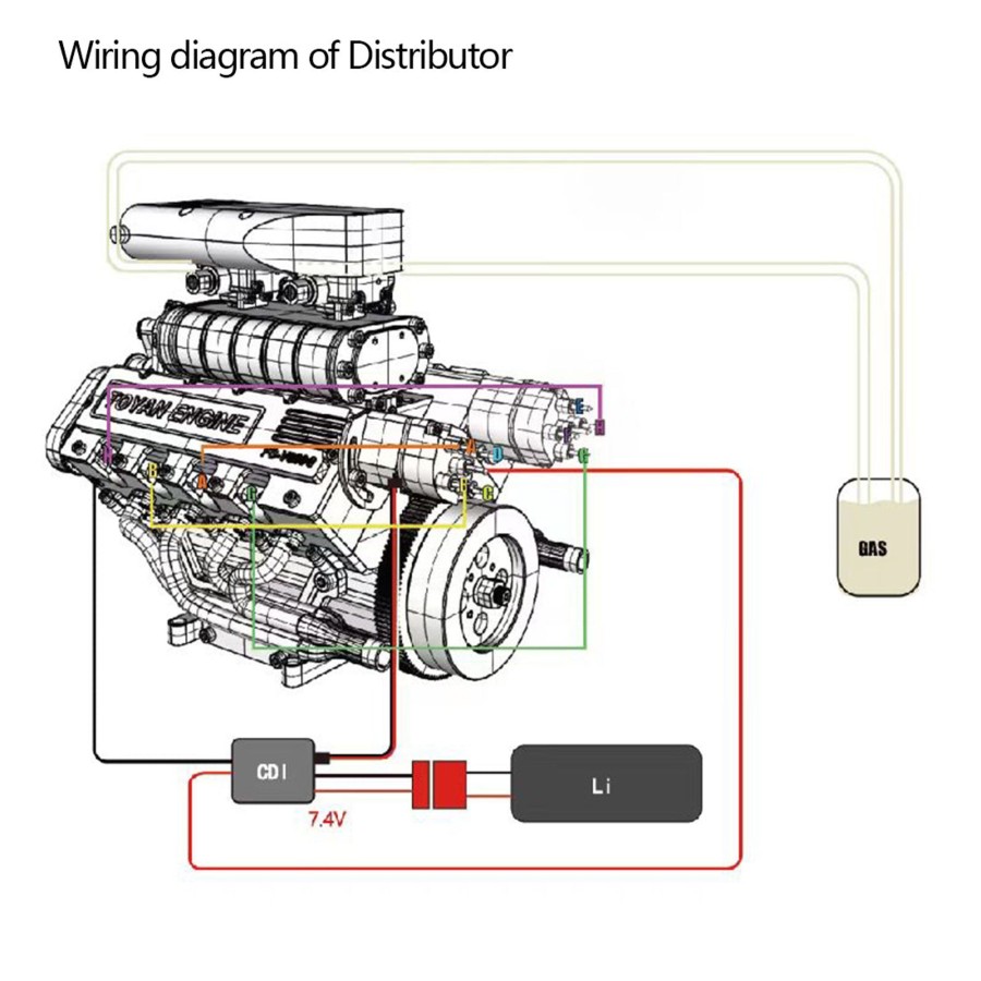 Accessories enginediy | V8 Engine Distributor + Wire Set For Toyan Howin Fs-V800G Engine Model