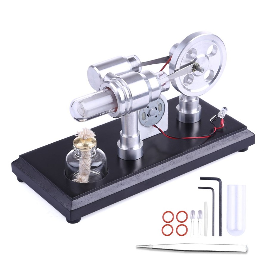 Model Engine enginediy Stirling Engine & Parts | Stirling Engine Kit Double-Cylinder Stirling Engine Generator Electricity With Colorful Led Lights