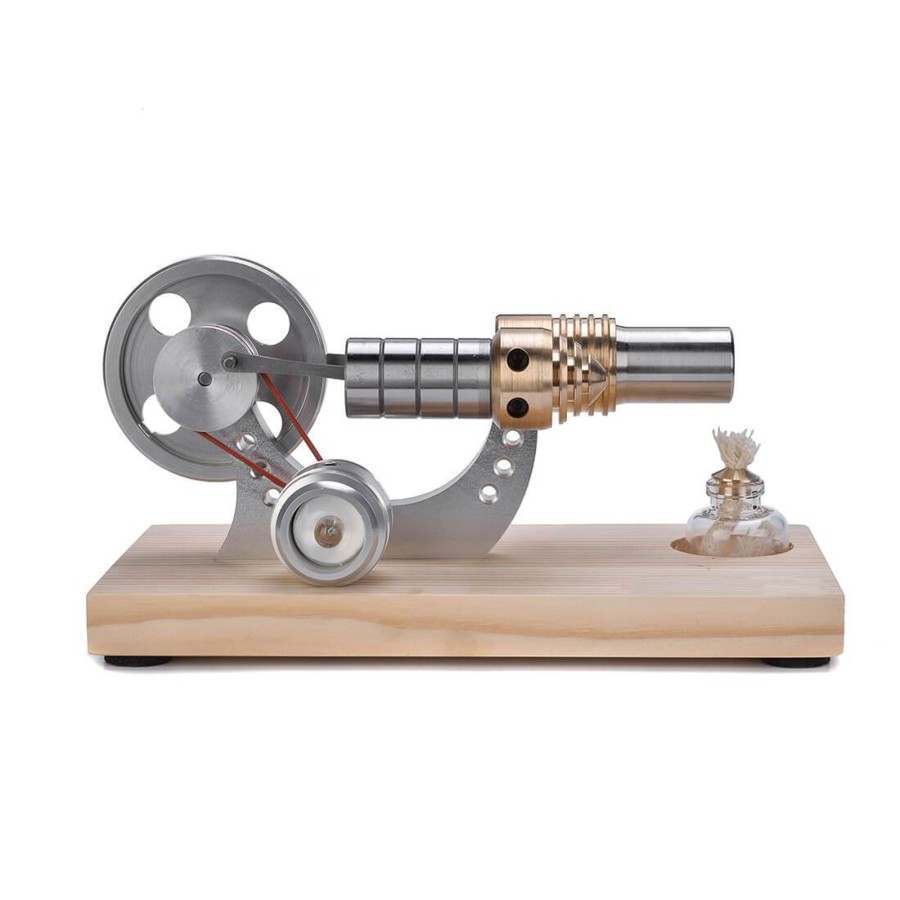 Model Engine Engine DIY Stirling Engine With Led | Stirling Engine Model With Wood Base Led Stirling Engine Electricity Generator Toy - Enginediy