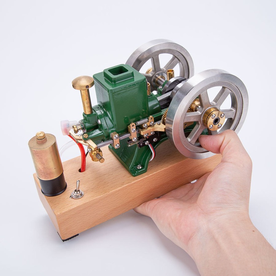 Model Engine enginediy | Hit And Miss Engine That Works - Enjomor 6Cc Antique 4-Stroke Gas Ic Engine Green Horizontal Stationary Engine With Ignition Device And Stand