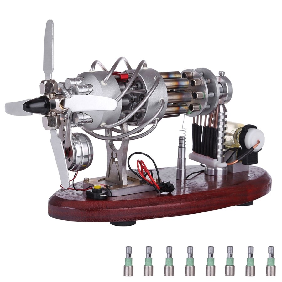 Stem Model enginediy | Enjomor 16 Cylinder Swash Plate Stirling Engine Generator Model With Led And Voltage Digital Display Meter - Stem Toy