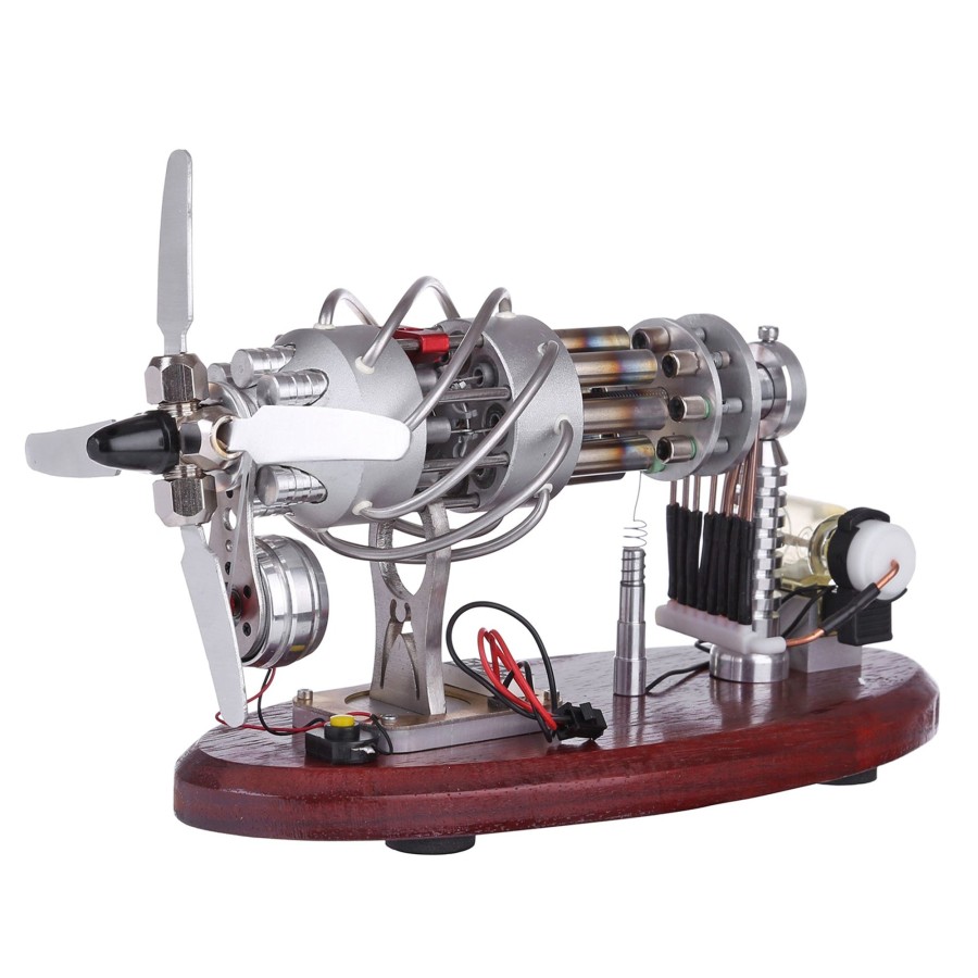 Stem Model enginediy | Enjomor 16 Cylinder Swash Plate Stirling Engine Generator Model With Led And Voltage Digital Display Meter - Stem Toy