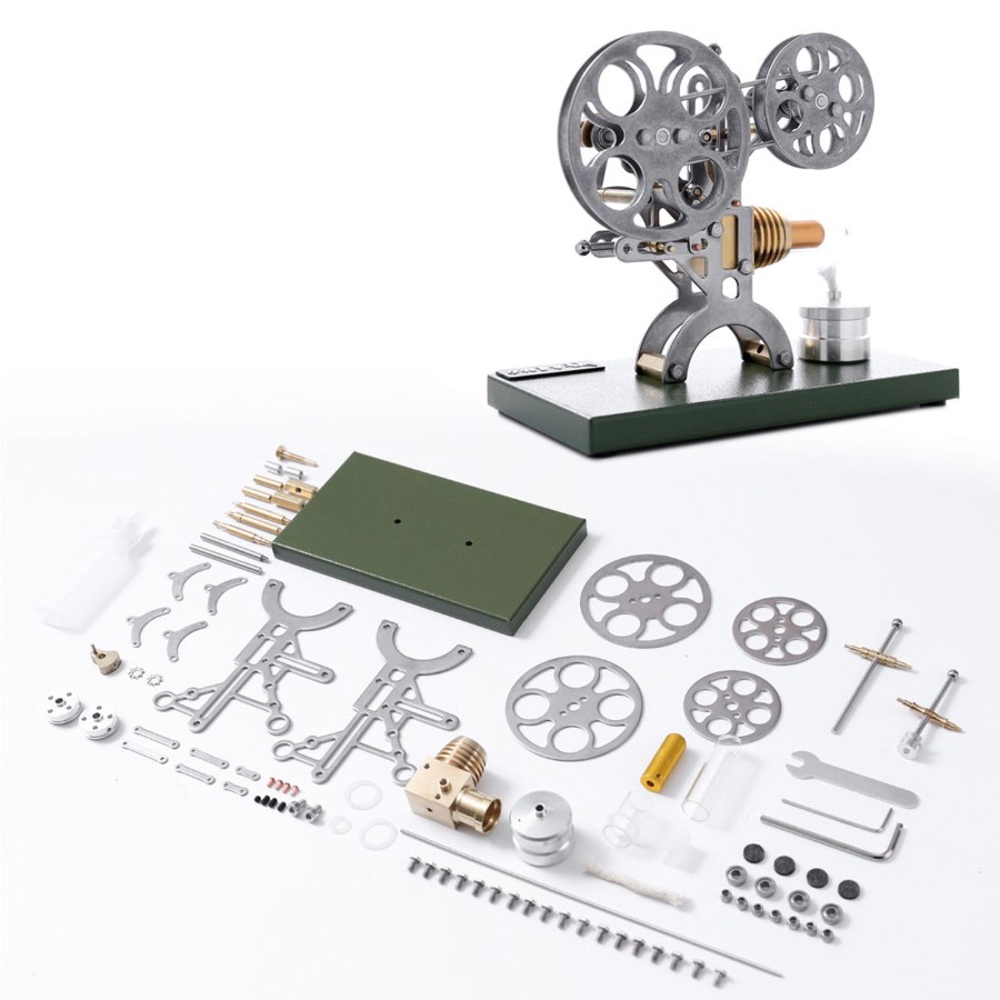 Diy Engine enginediy | Stirling Engine Retro Film Projector Engine Model External Combustion Engine With Metal Base - Perfect Gift Choice