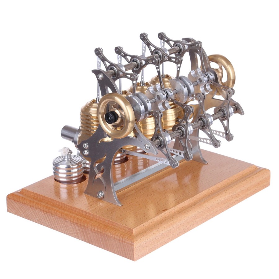 Model Engine enginediy Stirling Engine & Parts | Stirling Engine Model That Works - All Metal 4 Cylinder Assembled Stirling Engine Model