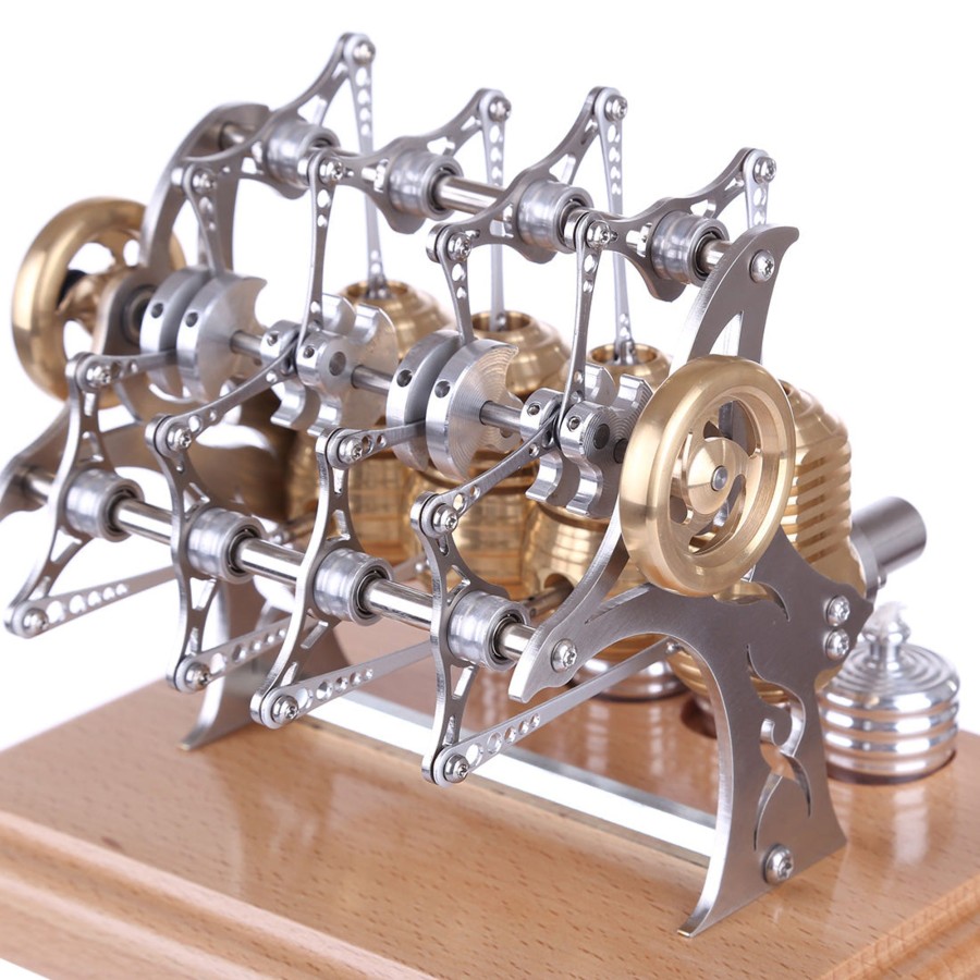 Model Engine enginediy Stirling Engine & Parts | Stirling Engine Model That Works - All Metal 4 Cylinder Assembled Stirling Engine Model