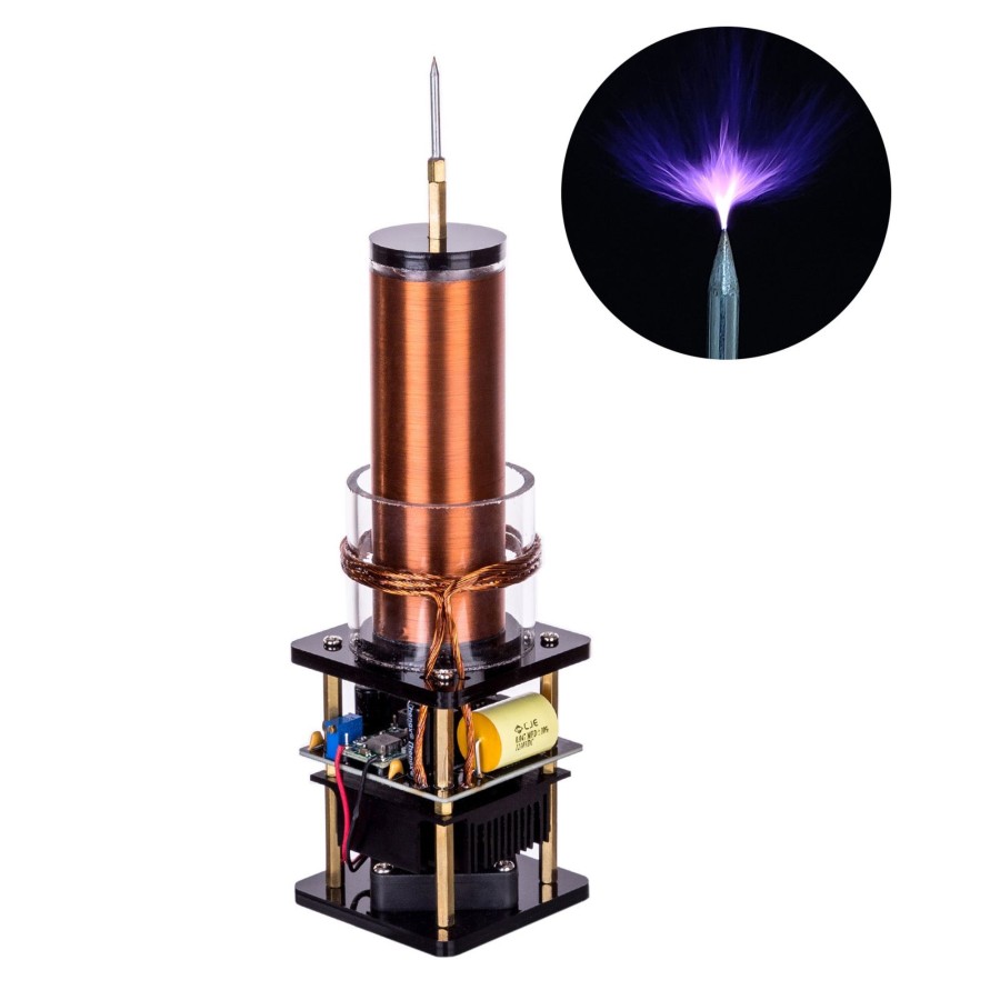 Stem Model Engine DIY | Bluetooth Wireless Mini Tesla Music Coil Speaker Plasma Singing Loudspeaker Experimenting Device Teaching Tool Desktop Toy