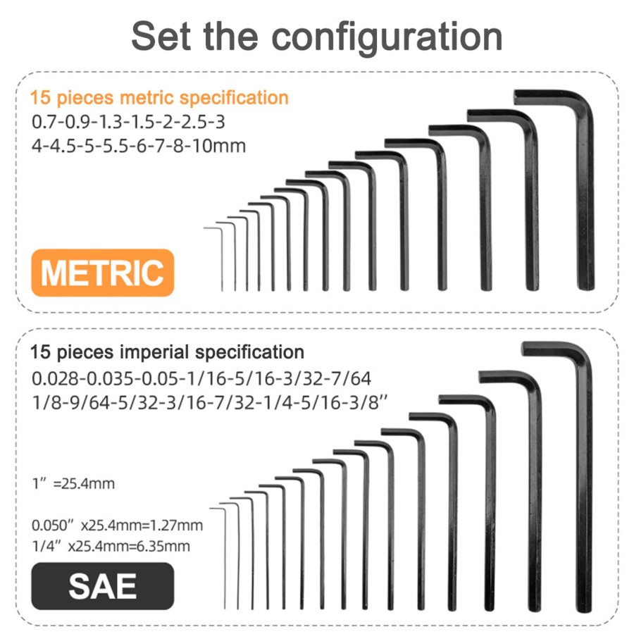 Accessories enginediy | 30 In 1 Metric Imperial Hex Key Wrench Set Diy Tools Kit