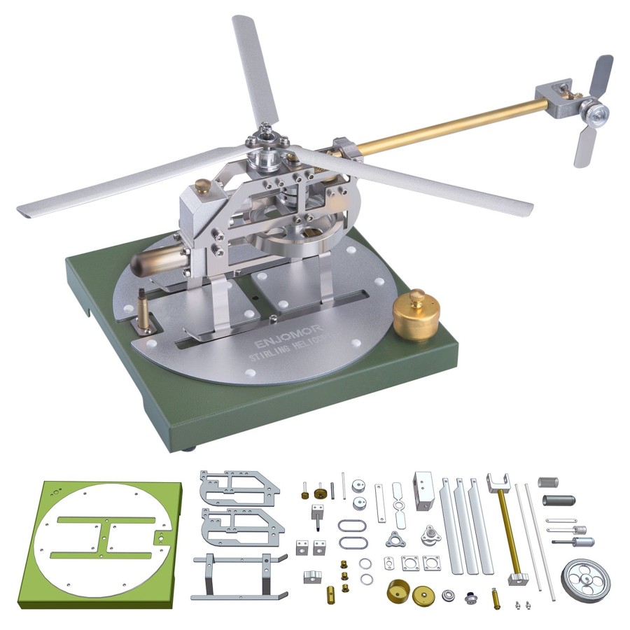 Diy Engine enginediy | Enjomor Stirling Helicopter Model Kit Gamma Hot Air Stirling Engine Model Diy Assembly Model Stem Educational Toy