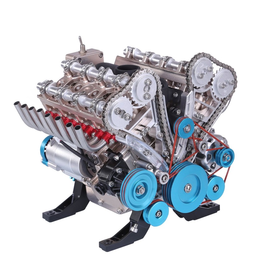 Model Engine enginediy | Teching V8 Engine Model Kit Metal Assembly Diy Kit 500+Pcs Mechanical Car Engine Science Experiment Physics Toy