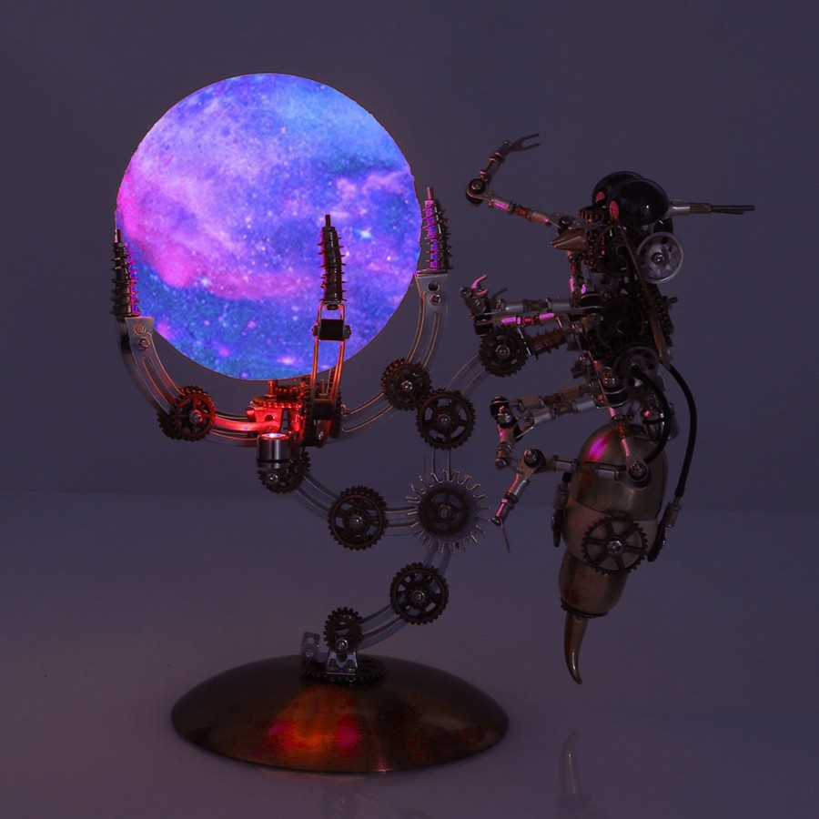 Diy Engine enginediy | 3D Metal Steampunk Galaxy Craft Puzzle Mechanical Wasp With 16 Colors Tap And Remote Control Lamp Model Diy Assembly For Home Decor Creative Gift-627Pcs