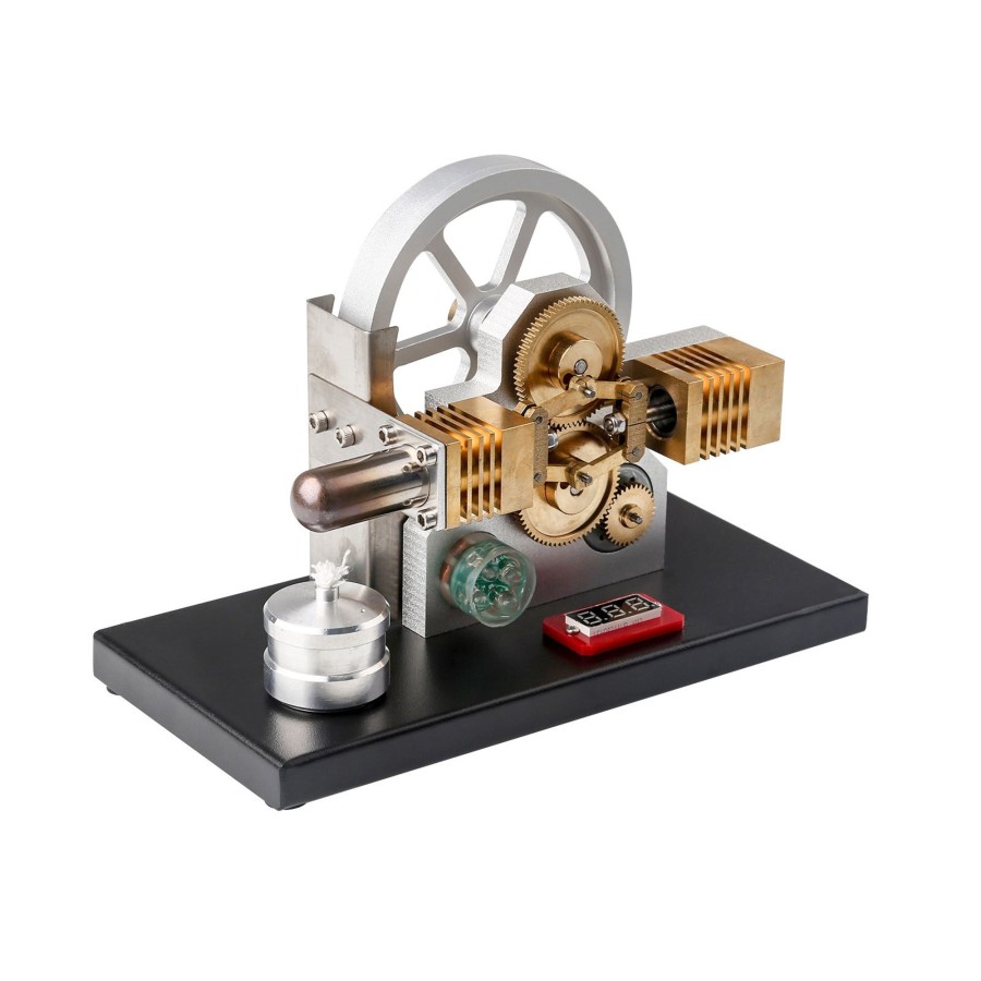 Model Engine enginediy Hot Air Stirling Engine | Enjomor Hot Air Stirling Engine Generator Model With Led Light And Voltmeter - Horizontally Opposed Diamond Structure Gear Drive