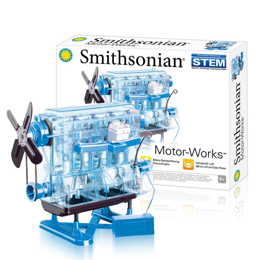 Stem Model enginediy | Smithsonian Motor Works Advanced Science Kit - Build Your Own 4 Cylinder Engine Model Kit - Diy Assembly Combustion Engine Kit