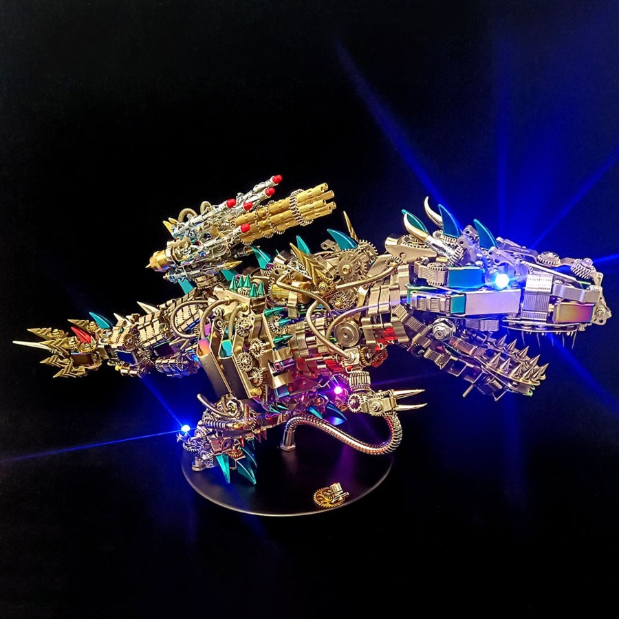 Diy Engine Engine DIY | 3D Metal Rex Dinosaur Mechanical Puzzle Diy Assembly Model Kit - 2500Pcs+55Cm Height