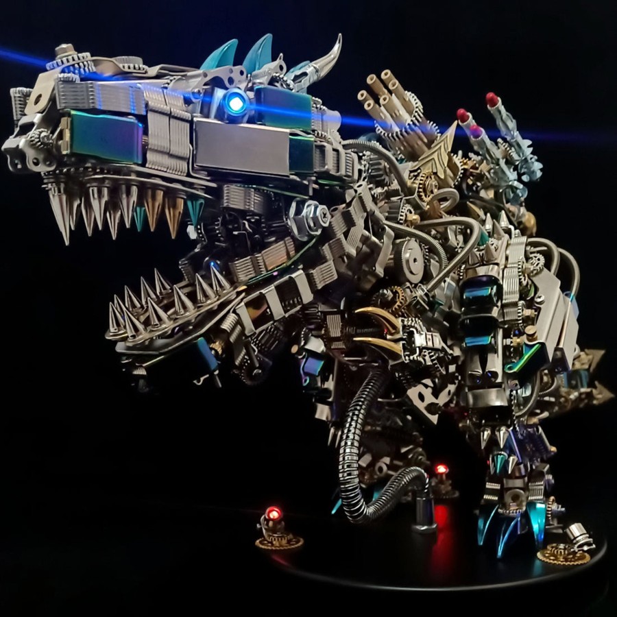 Diy Engine Engine DIY | 3D Metal Rex Dinosaur Mechanical Puzzle Diy Assembly Model Kit - 2500Pcs+55Cm Height