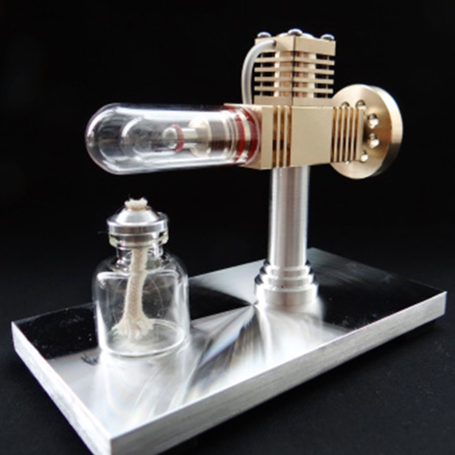 Model Engine Engine DIY Single Cylinder Stirling Engine | Stirling Engine Kit Free Piston Stirling Engine Model Science Experiment Kit - Enginediy