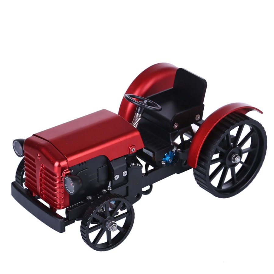 Diy Engine enginediy | Teching Mini App Rc Tractor Metal Romote Control Model Tractor In Red Diy Assembly Kit Educational Toy Gifts Collection - Enginediy