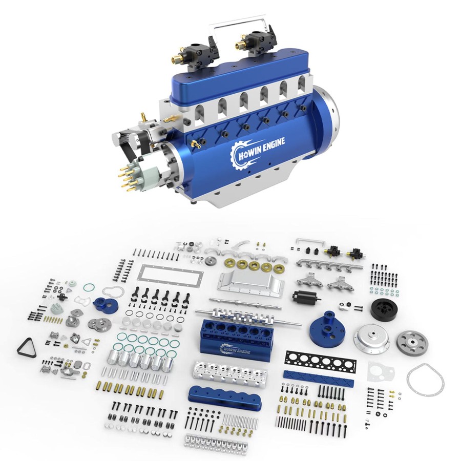 Model Engine enginediy | Howin L6-210 Engine 1/8 Scale 21Cc Mini Inline 6 Cylinder 4 Stroke Water-Cooled L6 Gasoline Engine Model Kit