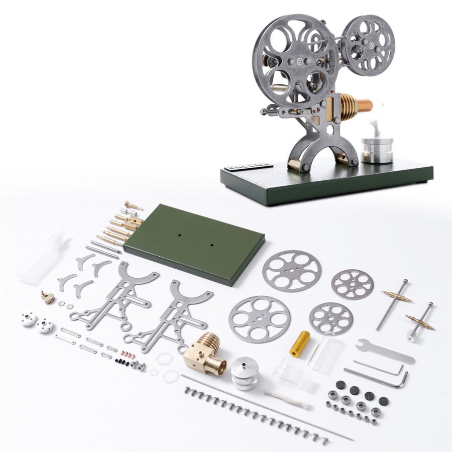 Model Engine enginediy Stirling Engine & Parts | Stirling Engine Retro Film Projector Engine Model External Combustion Engine With Metal Base - Perfect Gift Choice