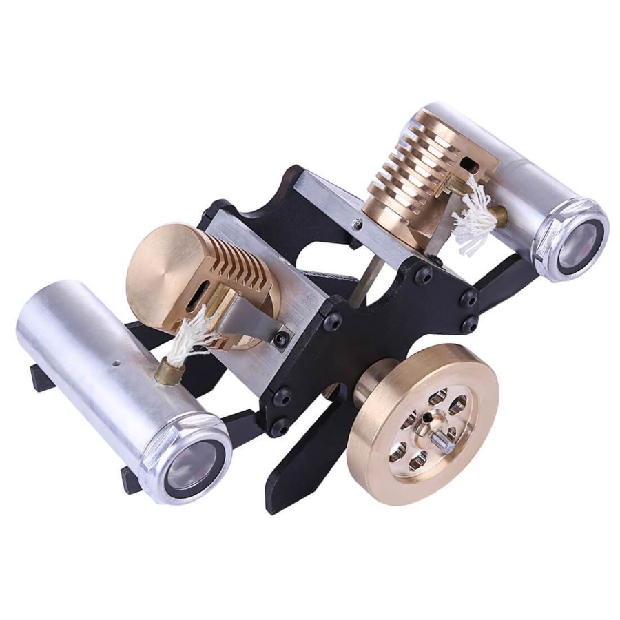 Model Engine enginediy Stirling Engine & Parts | Vacuum Engine V-Shape 2 Cylinder Flame Eater Engine Kit Creative Gifts For Collection