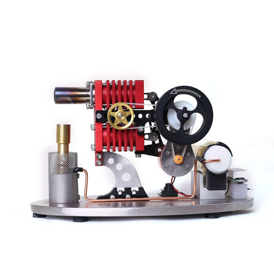 Model Engine enginediy Stirling Engine & Parts | Enjomor Type 2 Cylinder 2 Piston Rocker Arm Linkage Stirling Engine Generator Model With Led Lamp Bead And Voltage Display Meter - Stem Toy