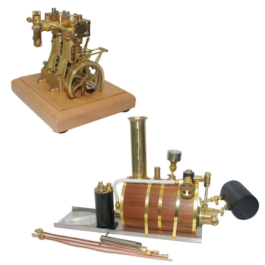 Model Engine enginediy | 3.7Cc Retro Vertical 2-Cylinder Reciprocating Double-Acting Model Steam Engine With 200Ml Steam Boiler