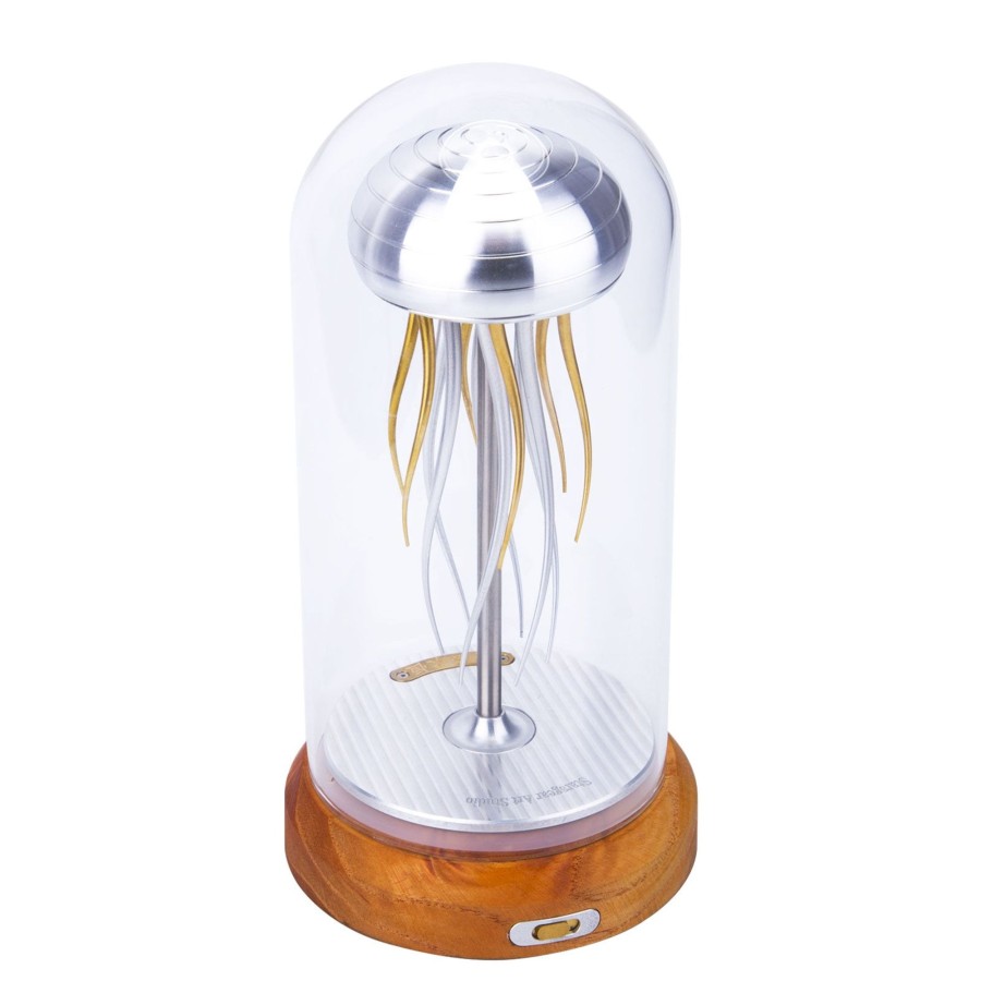 Diy Engine Engine DIY | 3D Metal Rhythm Mechanical Jellyfish Crafts Diy Assembly Kinetic Model Kit Art Device With Glass Dust Cover For Kids, Teens And Adults