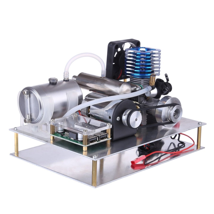 Stem Model enginediy | Vx 18 Single Cylinder 2 Stroke Air-Cooled Methanol Engine Generator Set 12V - One Key Electric Start