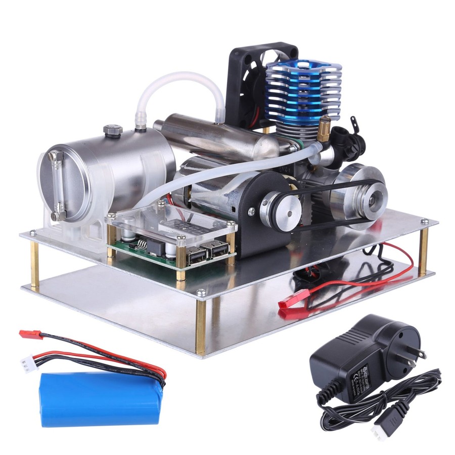 Stem Model enginediy | Vx 18 Single Cylinder 2 Stroke Air-Cooled Methanol Engine Generator Set 12V - One Key Electric Start