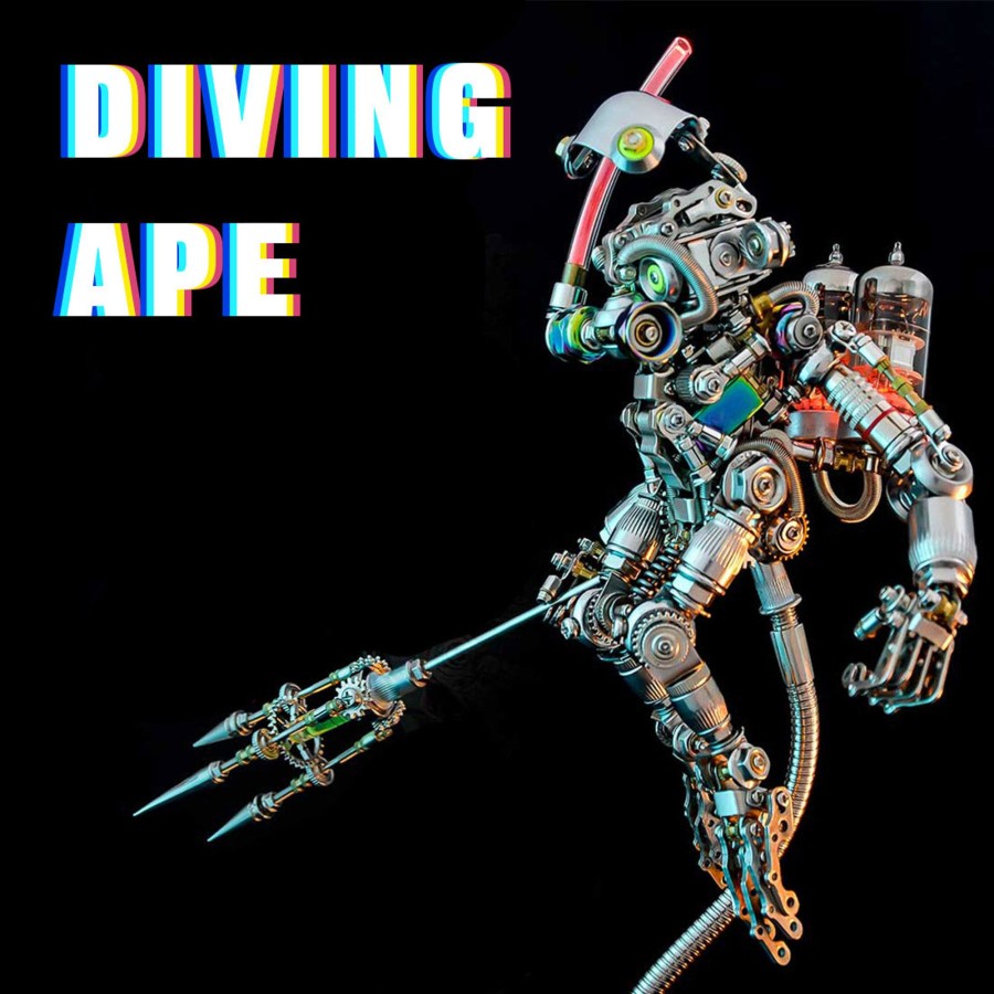 Diy Engine enginediy | 3D Mechanical Diver Ape Diy Metal Assembly Model Colorful Creative Ornament -700+Pcs