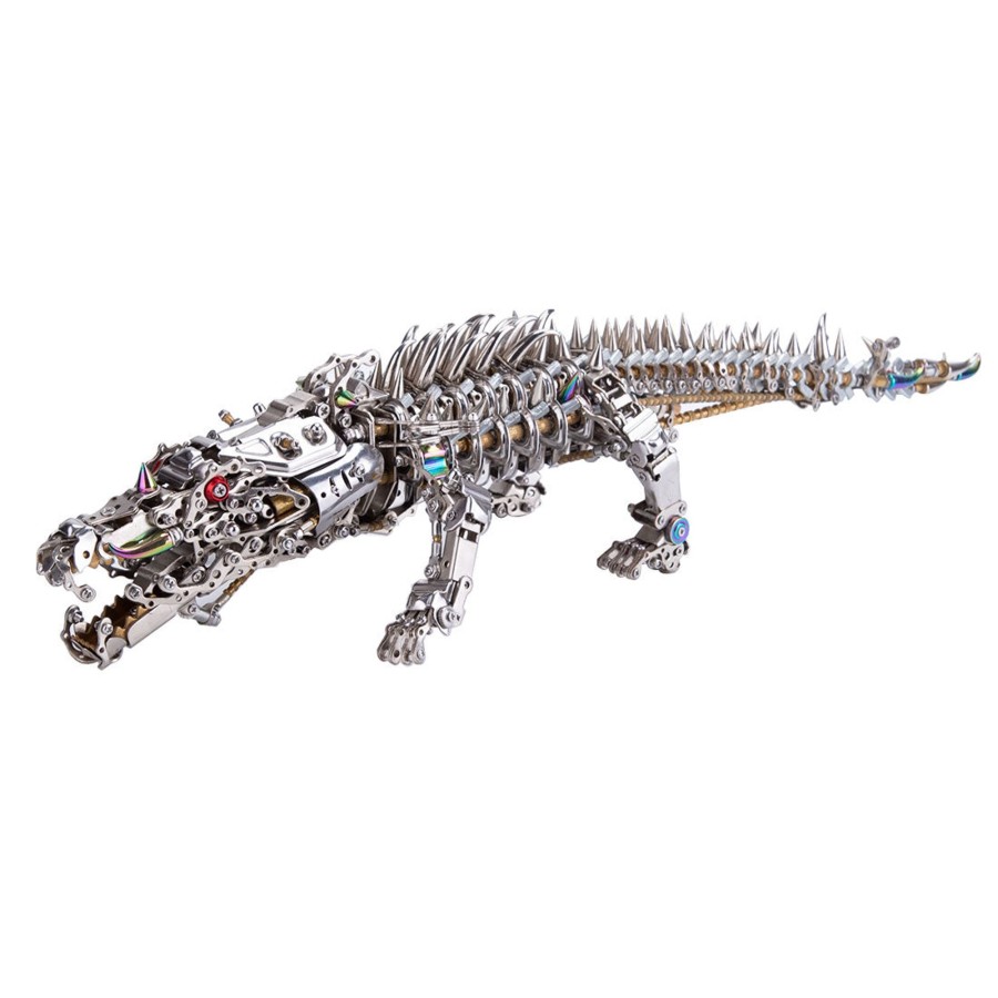 Diy Engine enginediy | 3D Metal Sleeping Crocodile Diy Metal Puzzle Model Kit Mechanical Assembly Crafts 1500+Pcs