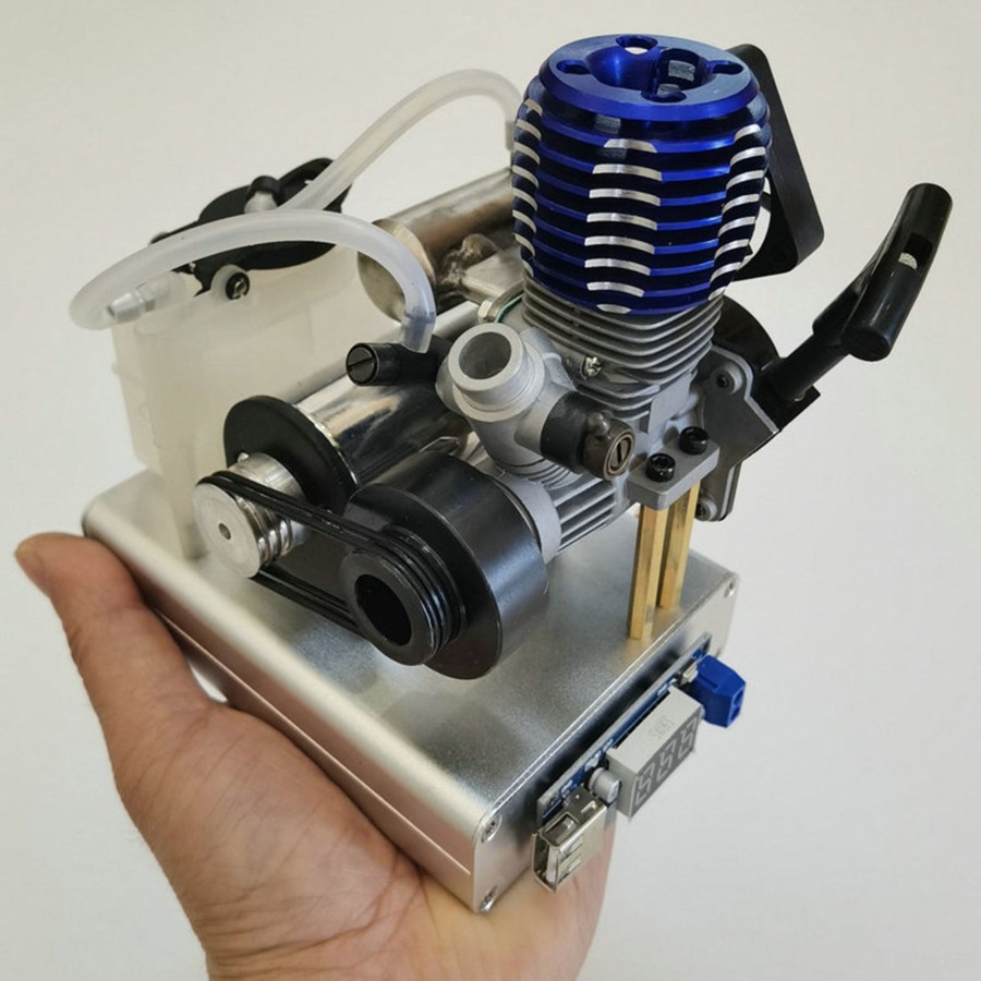 Stem Model enginediy | Level 15 12V 2 Stroke Methanol Nitro Engine Generator Model With Cooling Fan (5V 1.5A Usb Charging)