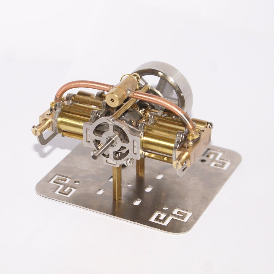 Stem Model enginediy | Mini 4 Cylinders Horizontally Opposed Steam Engine Model Without Boiler For Model Ship Gift Collection - Enginediy