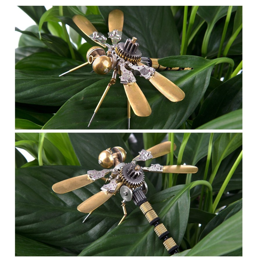 Diy Engine enginediy | 80Pcs Steampunk Insect Metal Model Kits Mechanical Crafts For Home Decor - Dragonfly