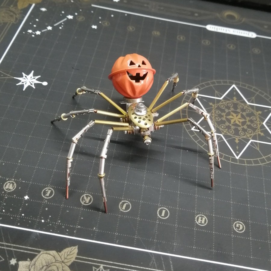 Diy Engine enginediy | 3D Sac Spider Mechanical Steampunk Metal Assembly Animal Model Creepy Halloween Decor