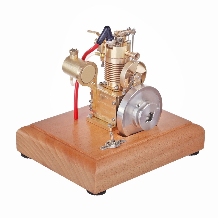 Model Engine enginediy | M16 1.6Cc Mini 4 Stroke Gasoline Engine Model Vertical Air-Cooled Single-Cylinder Engine With Wooden Base